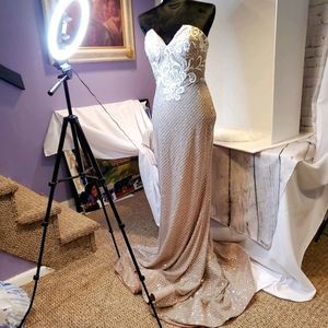 Rosegold Strapless Gown NWOT